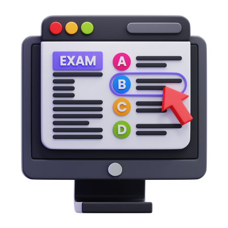 Online Learning Exam  3D Icon