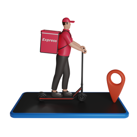 Online-Lieferservice mit Roller  3D Illustration