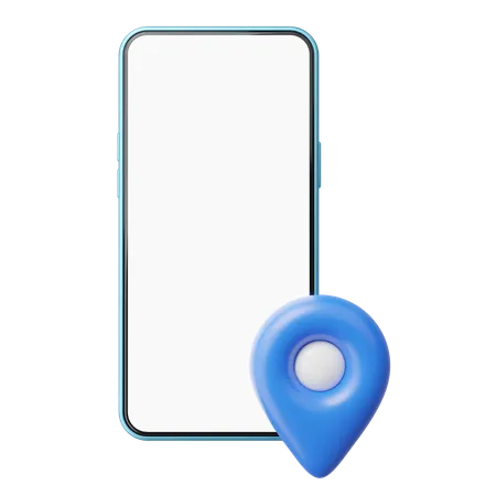 3 D Smartphone Location Pin Icon Floating On Blue Copy Space Background GPS Navigator And Mobile Phone With Blank White Screen Market Online Fast Delivery Concept Cartoon Icon Style 3 D Render 3D Icon