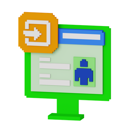 Online Login  3D Icon