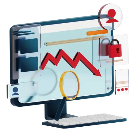 Online Loss Chart  3D Icon