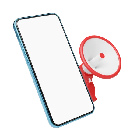 3 D Phone With Red Megaphone Floating On Transparent Mobile Banking Payment Market Online E Commerce Sale Promotion Concept Phone With Blank White Screen Business Cartoon Minimal 3 D Render 3D Icon