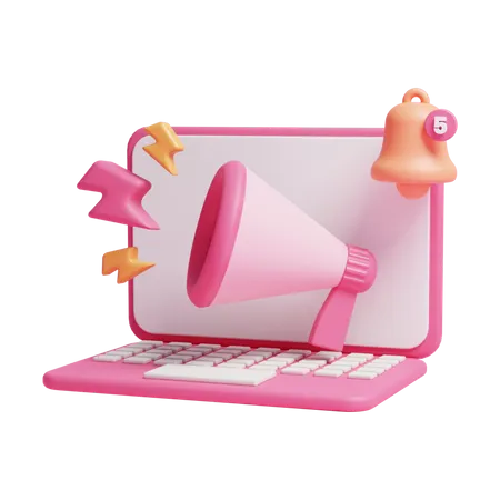 3 D Digital Marketing With Megaphone And Laptop Illustration 3D Icon