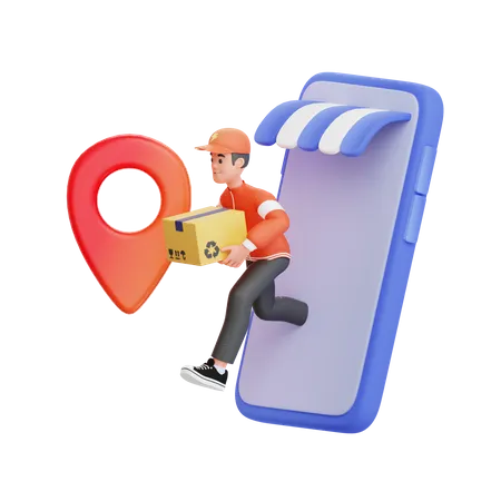 Online marketplace shopping delivery  3D Illustration