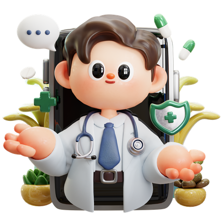 Online Medical Consultation  3D Illustration