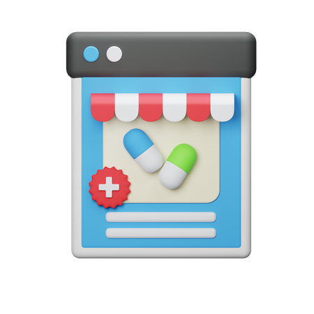 Online Medicine Store  3D Icon