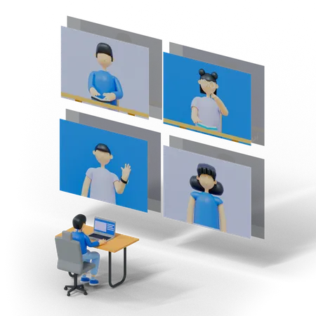 Online Meeting 3D Illustration
