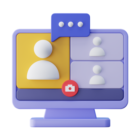 Online Meeting On Desktop  3D Icon