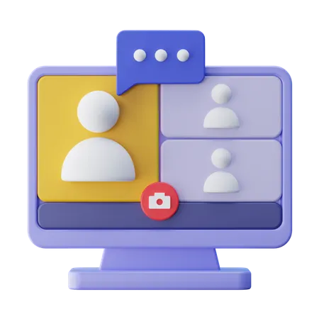 Online Meeting On Desktop  3D Icon