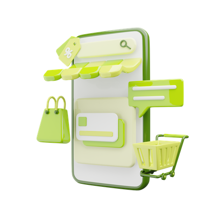 Online Mobile Shopping 3D Illustration