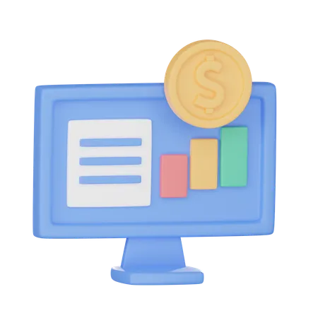 3 D Illustration Of Financial Graph Icon 3D Icon