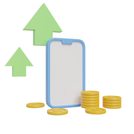 Online Money Growth  3D Icon