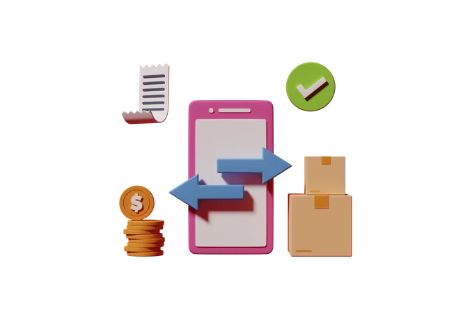Transaction Illustration With 3 D Style 3D Icon