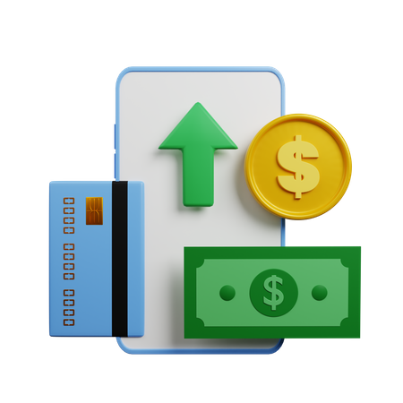 Online Money Transfer  3D Illustration