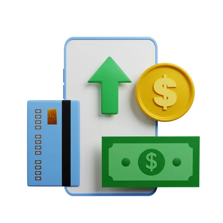 Online Money Transfer  3D Illustration