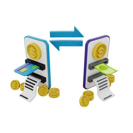 Online Money Transfer  3D Illustration