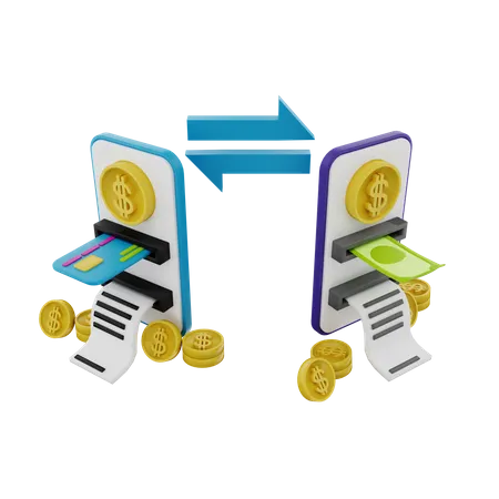 Online Money Transfer  3D Illustration
