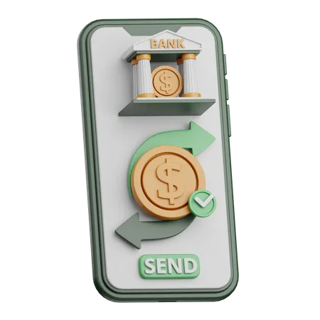 3 D Rendering Online Money Transfer Isolated Useful For Banking Currency Finance And Business 3D Icon