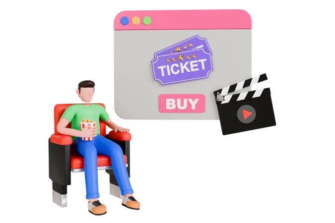 3 D Illustration Of Online Cinema Ticket Order Movie Tickets Online Sale Online Cinema Ticket Booking 3 D Illustration 3D Illustration