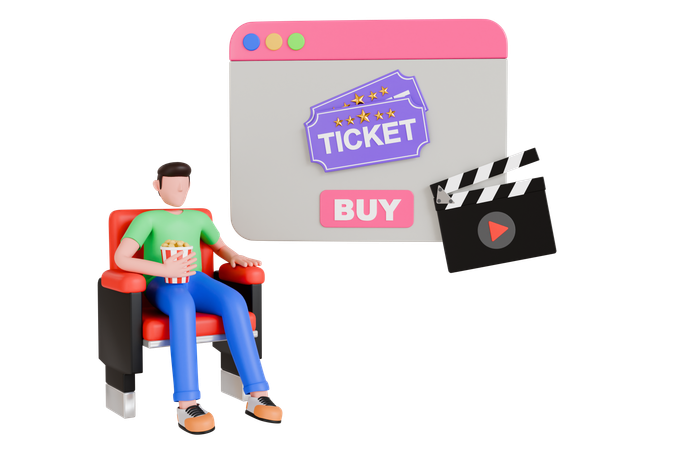 Online Movie Ticket  3D Icon