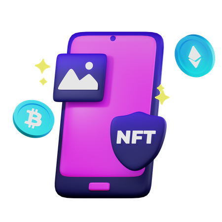 Online NFT  3D Illustration