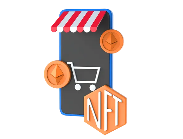 Online Nft App  3D Illustration