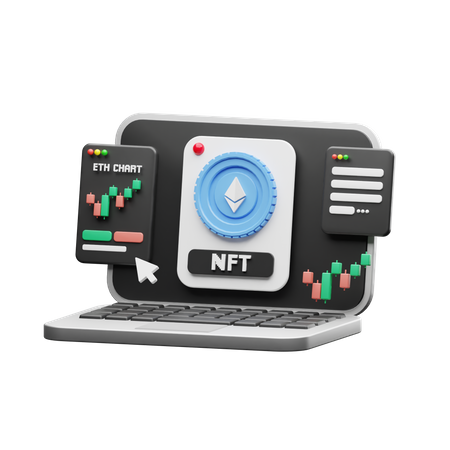 Online-NFT-Handel  3D Illustration