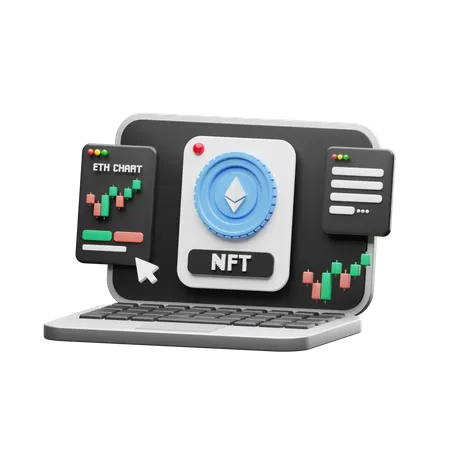 Online-NFT-Handel  3D Illustration