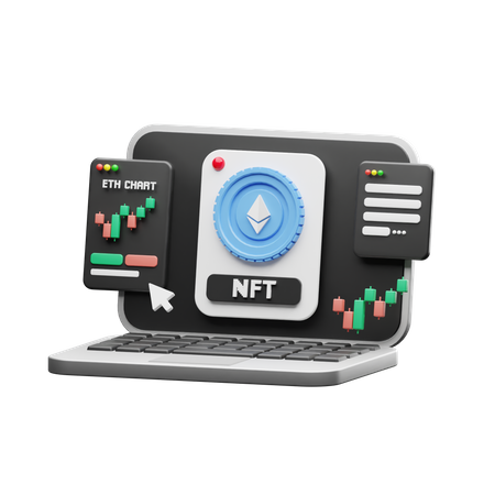 Online NFT trading 3D Illustration