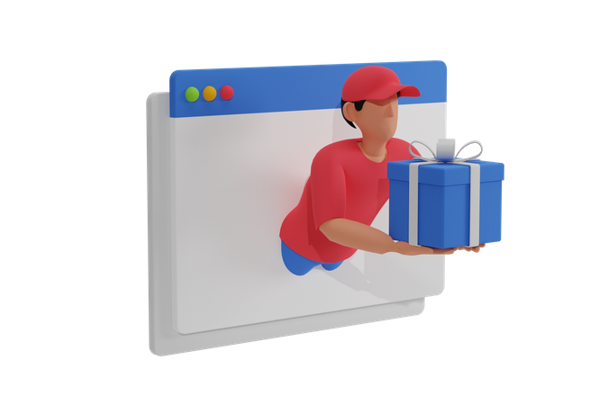 Online Order Delivery  3D Illustration