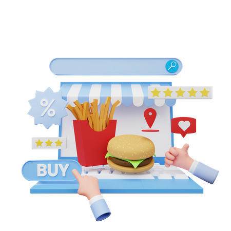 Online Order Food  3D Illustration