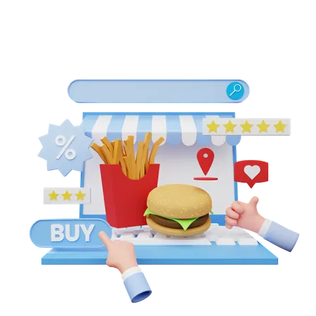 Online Order Food  3D Illustration