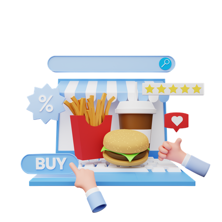 Online Order Food  3D Illustration