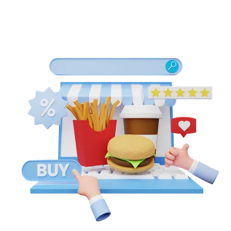 Online Order Food  3D Illustration