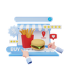 online restaurant order 3d illustration