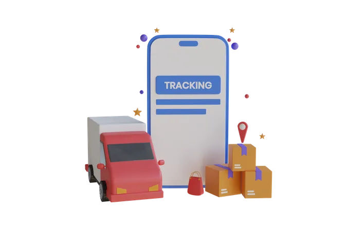 Online Order Tracking Application 3D Illustration
