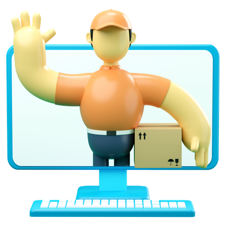 Online package delivery 3D Illustration