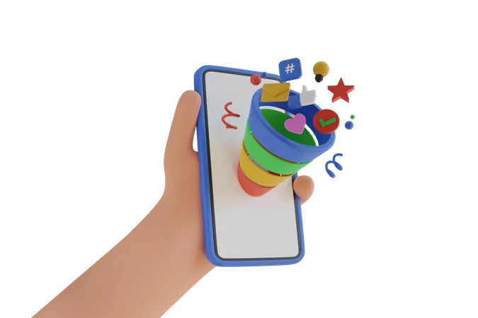 3 D Popper For A Party With Confetti And A Firecracker On A Mobile Phone Party Popper With Confetti 3 D Rendering 3D Icon