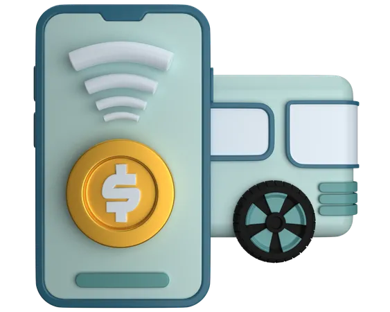 Online Taxi Payment  3D Icon
