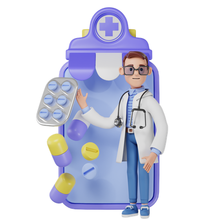 Online Pharmacy  3D Icon