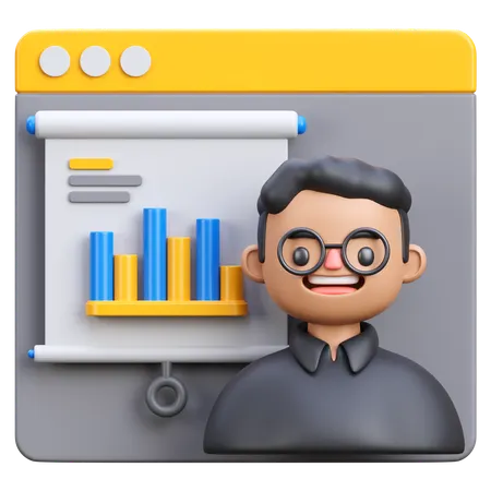 オンラインプレゼンテーション  3D Icon