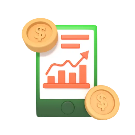 Finance Investment On Mobile 3D Icon