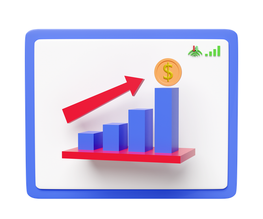 Online Profit Growth  3D Icon