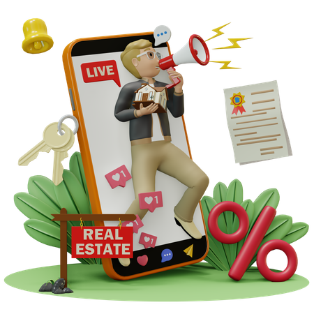 Online Property Marketing  3D Icon