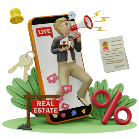 Online Property Marketing 3D Illustration