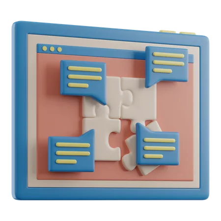 Online Puzzle Solving  3D Illustration