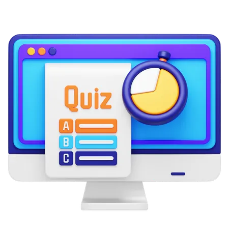 オンラインクイズ  3D Icon