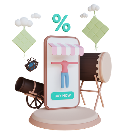 Online Ramadan Shopping  3D Illustration