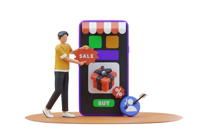 Online Sale Advertisement  3D Illustration