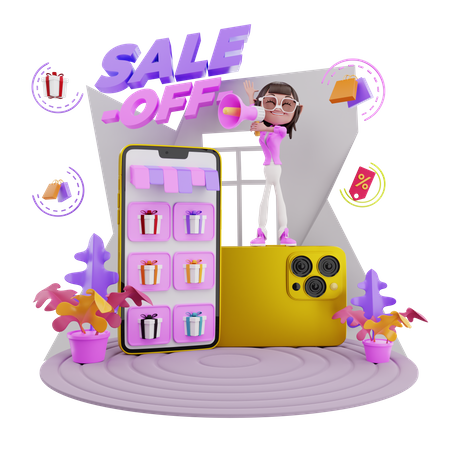 Online Sale Announcement  3D Illustration